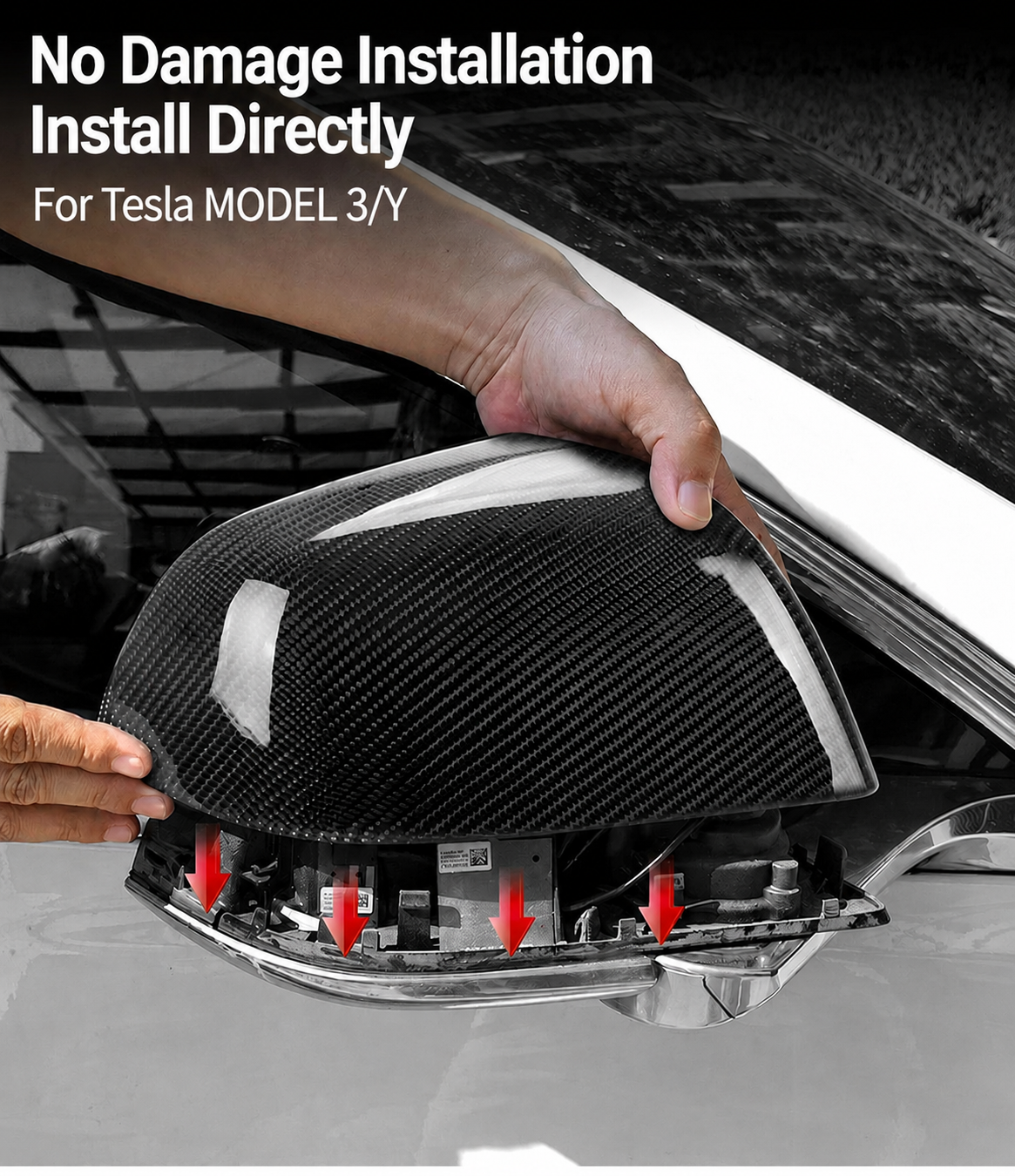 [Real Carbon Fiber] Replacement Mirror Cover for Tesla Model 3 Model Y OEM Style (1 pair)
